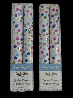 BNIB Blue Confetti Gender Reveal Confetti Poppers Set of 4